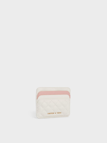 CHARLES & KEITH Best Price / Cleo Two-Tone Quilted Card Holder - Cream