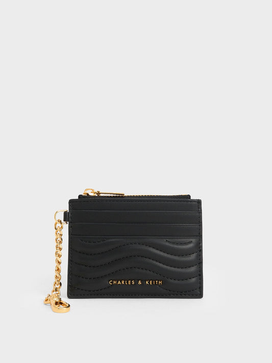 CHARLES & KEITH Featured / Aubrielle Wavy-Stitch Card Holder - Black