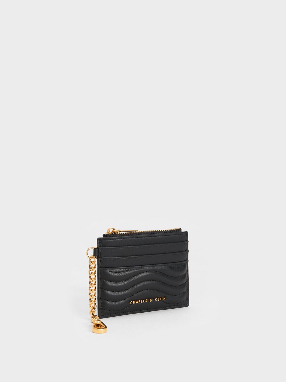 CHARLES & KEITH Featured / Aubrielle Wavy-Stitch Card Holder - Black