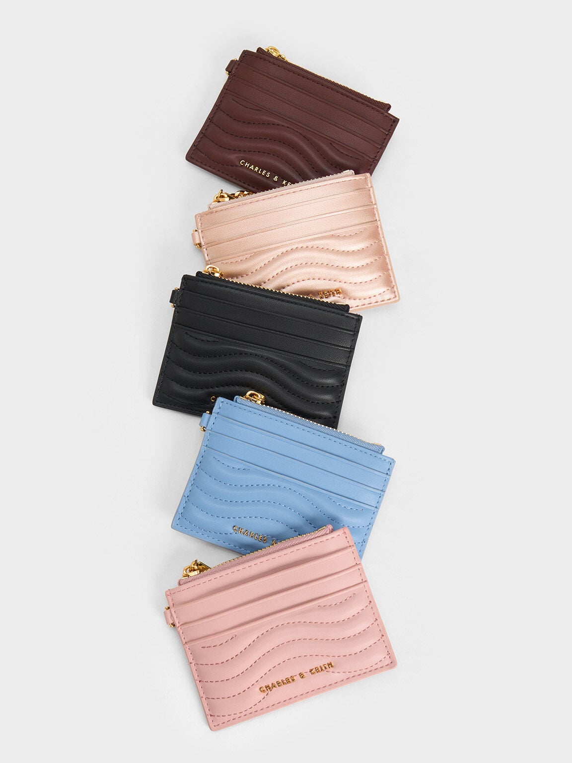 CHARLES & KEITH Featured / Aubrielle Wavy-Stitch Card Holder - Black