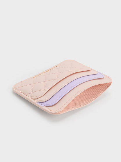 CHARLES & KEITH Discount / Cleo Two-Tone Quilted Card Holder - Soft Pink