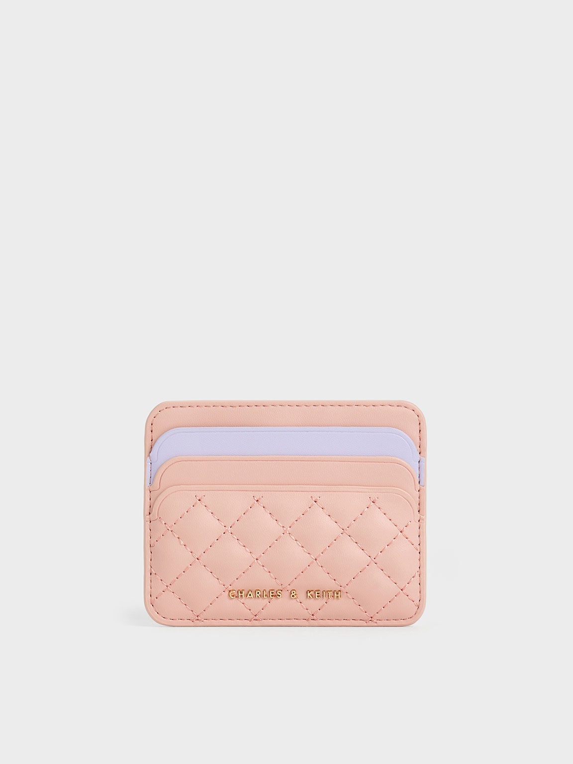 CHARLES & KEITH Quality / Cleo Two-Tone Quilted Card Holder - Pink