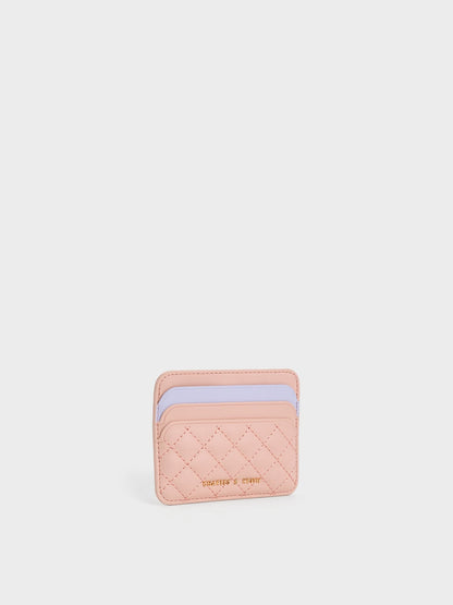 CHARLES & KEITH Quality / Cleo Two-Tone Quilted Card Holder - Pink