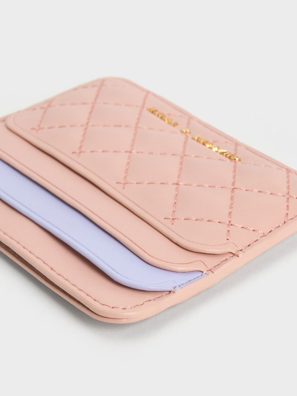 CHARLES & KEITH Quality / Cleo Two-Tone Quilted Card Holder - Pink
