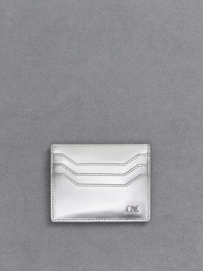 CHARLES & KEITH Hot Sale / Carli Metallic Leather Multi-Slot Card Holder - Silver