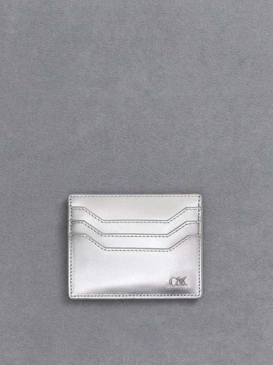 CHARLES & KEITH Hot Sale / Carli Metallic Leather Multi-Slot Card Holder - Silver