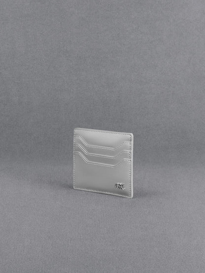 CHARLES & KEITH Hot Sale / Carli Metallic Leather Multi-Slot Card Holder - Silver