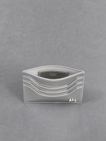 CHARLES & KEITH Hot Sale / Carli Metallic Leather Multi-Slot Card Holder - Silver