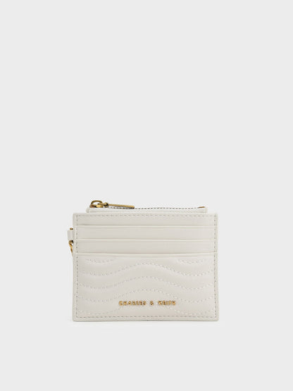 CHARLES & KEITH Discount / Aubrielle Wavy-Stitch Card Holder - Cream