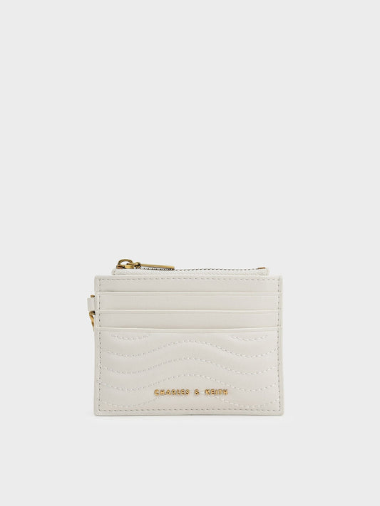 CHARLES & KEITH Discount / Aubrielle Wavy-Stitch Card Holder - Cream