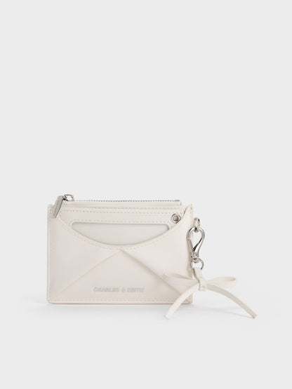 CHARLES & KEITH Top Pick / Hazel Bow Panelled Card Holder - Cream