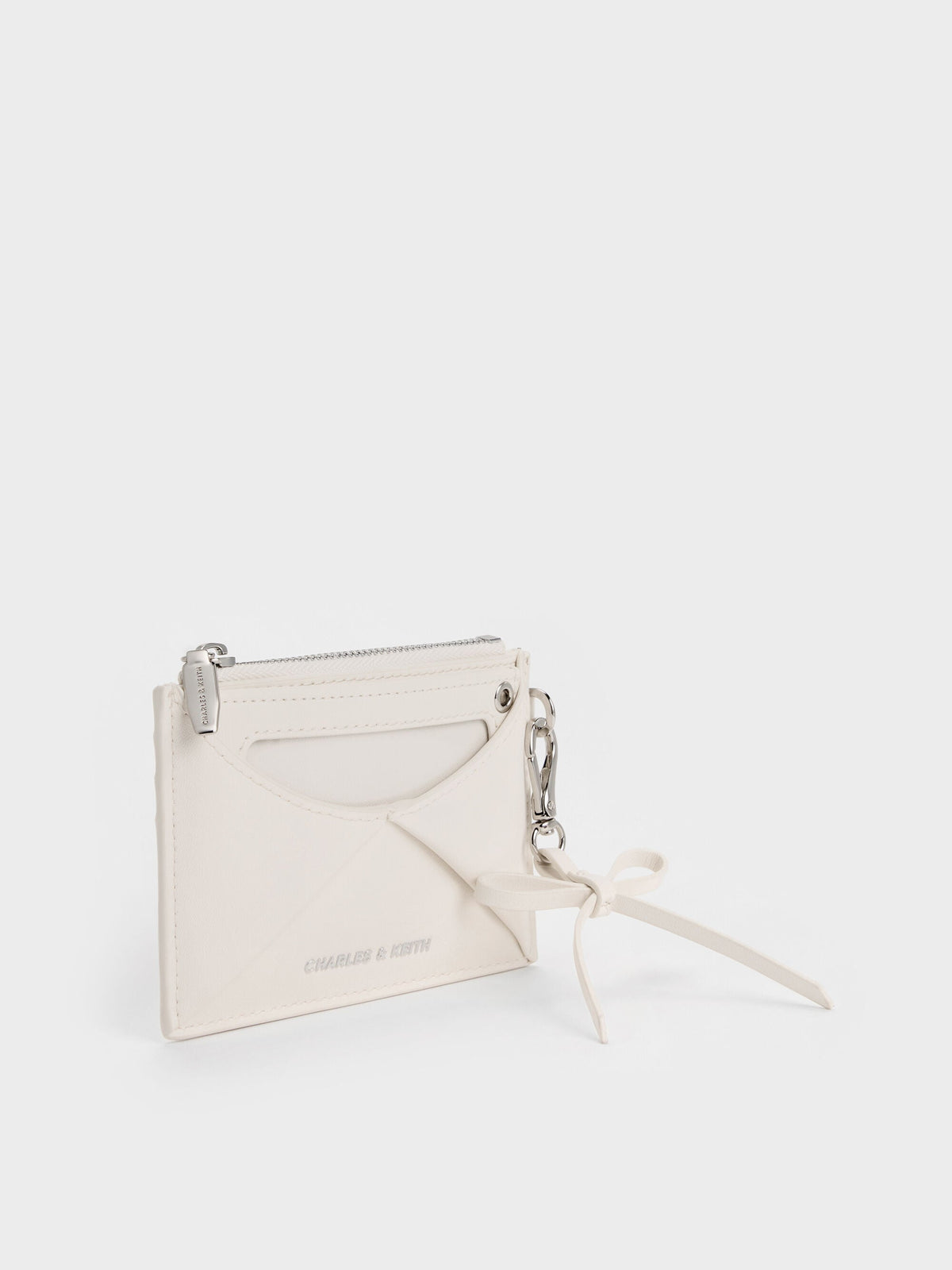 CHARLES & KEITH Top Pick / Hazel Bow Panelled Card Holder - Cream