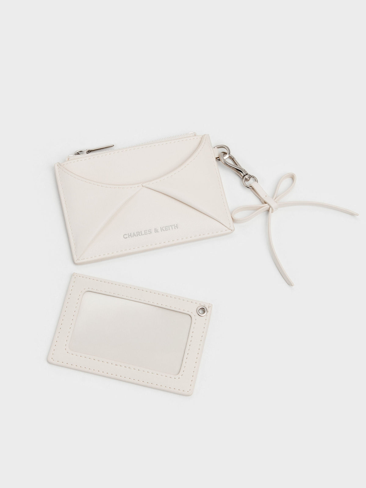 CHARLES & KEITH Top Pick / Hazel Bow Panelled Card Holder - Cream