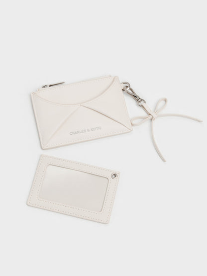 CHARLES & KEITH Top Pick / Hazel Bow Panelled Card Holder - Cream