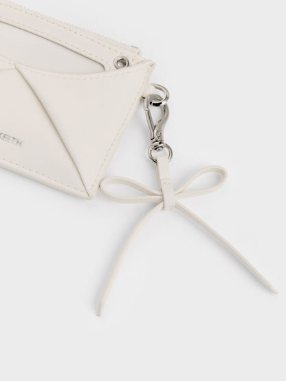 CHARLES & KEITH Top Pick / Hazel Bow Panelled Card Holder - Cream