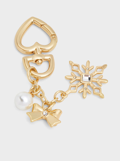 CHARLES & KEITH Signature / Arrietty Crystal & Pearl Snowflake Charm - Gold