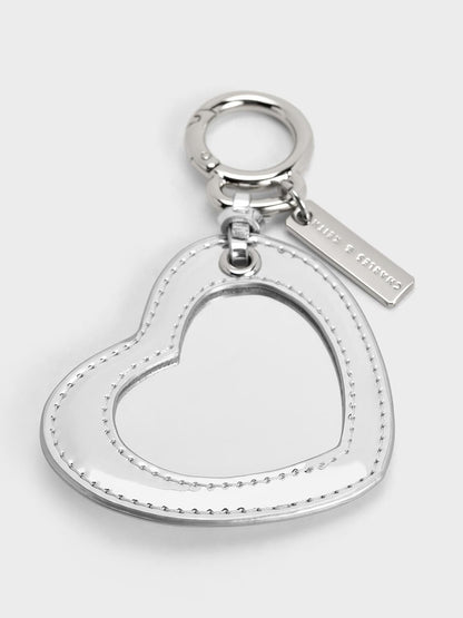 CHARLES & KEITH Trending / Metallic Heart Quilted Mirror Charm - Silver
