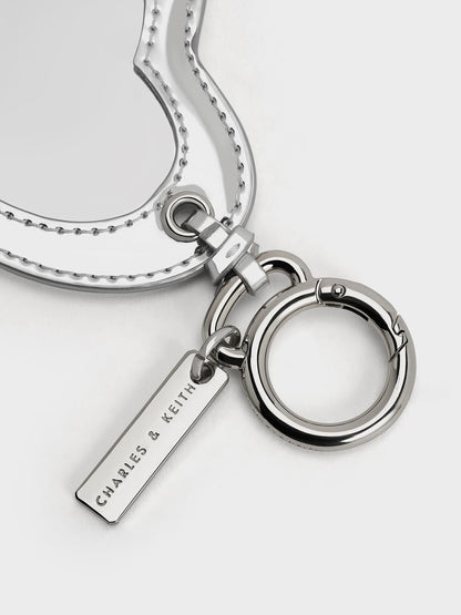 CHARLES & KEITH Trending / Metallic Heart Quilted Mirror Charm - Silver