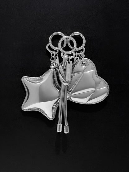 CHARLES & KEITH Trending / Metallic Heart Quilted Mirror Charm - Silver