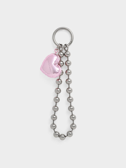 CHARLES & KEITH Value / Metallic Heart Beaded Charm - Silver