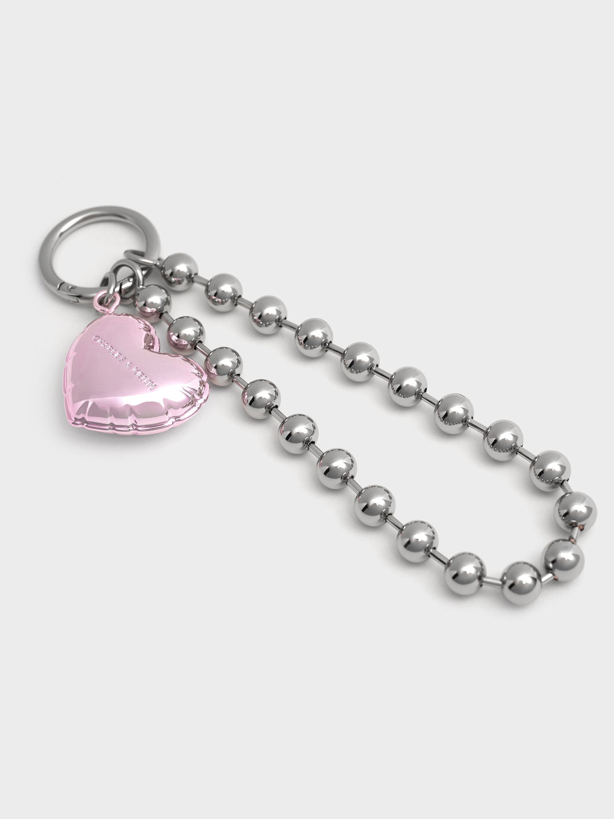 CHARLES & KEITH Value / Metallic Heart Beaded Charm - Silver