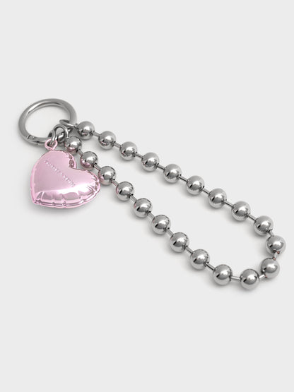 CHARLES & KEITH Value / Metallic Heart Beaded Charm - Silver