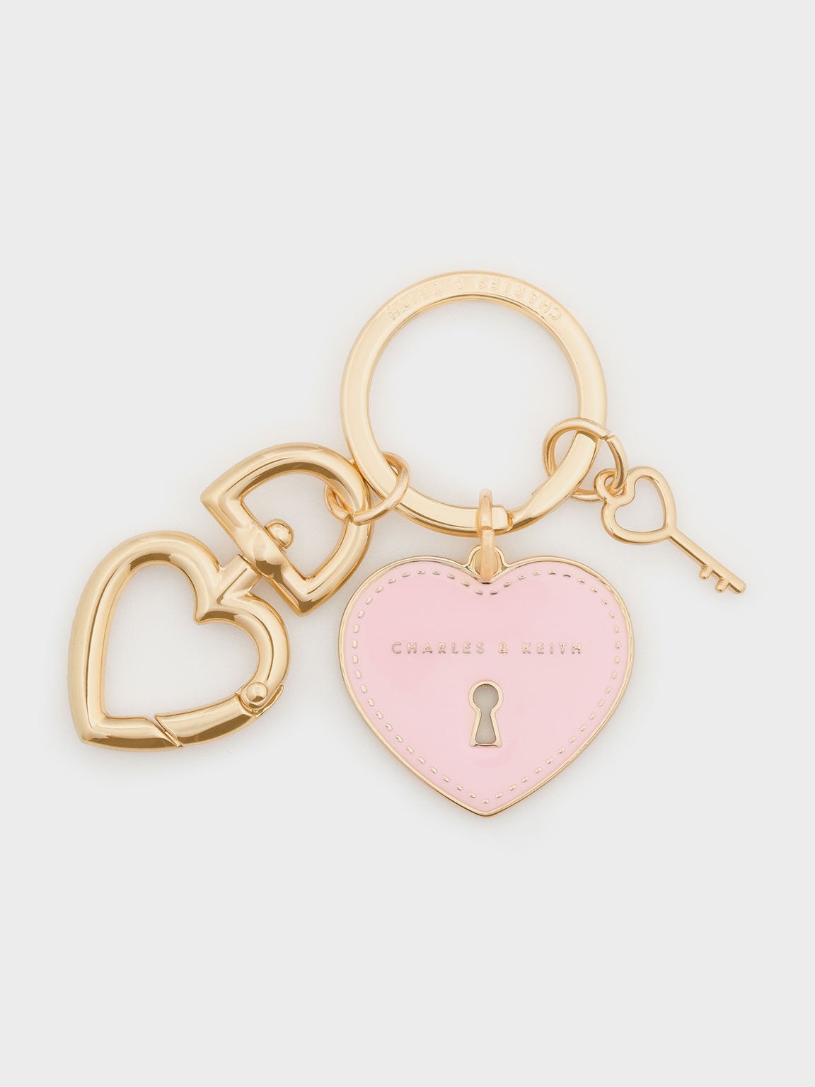 CHARLES & KEITH Customer Favorite / Heart Lock Keychain - Pink