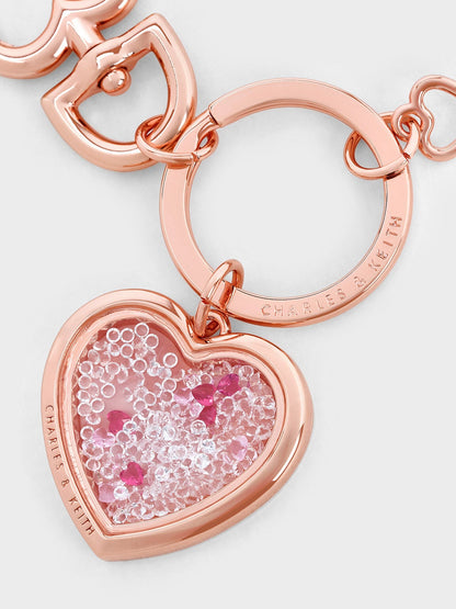 CHARLES & KEITH Special Offer / Heart Lock Crystal Keychain - Rose Gold