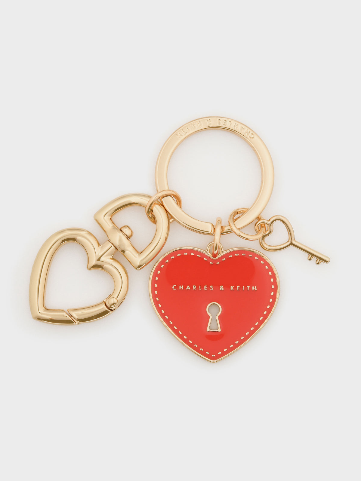 CHARLES & KEITH Quality / Heart Lock Keychain - Red
