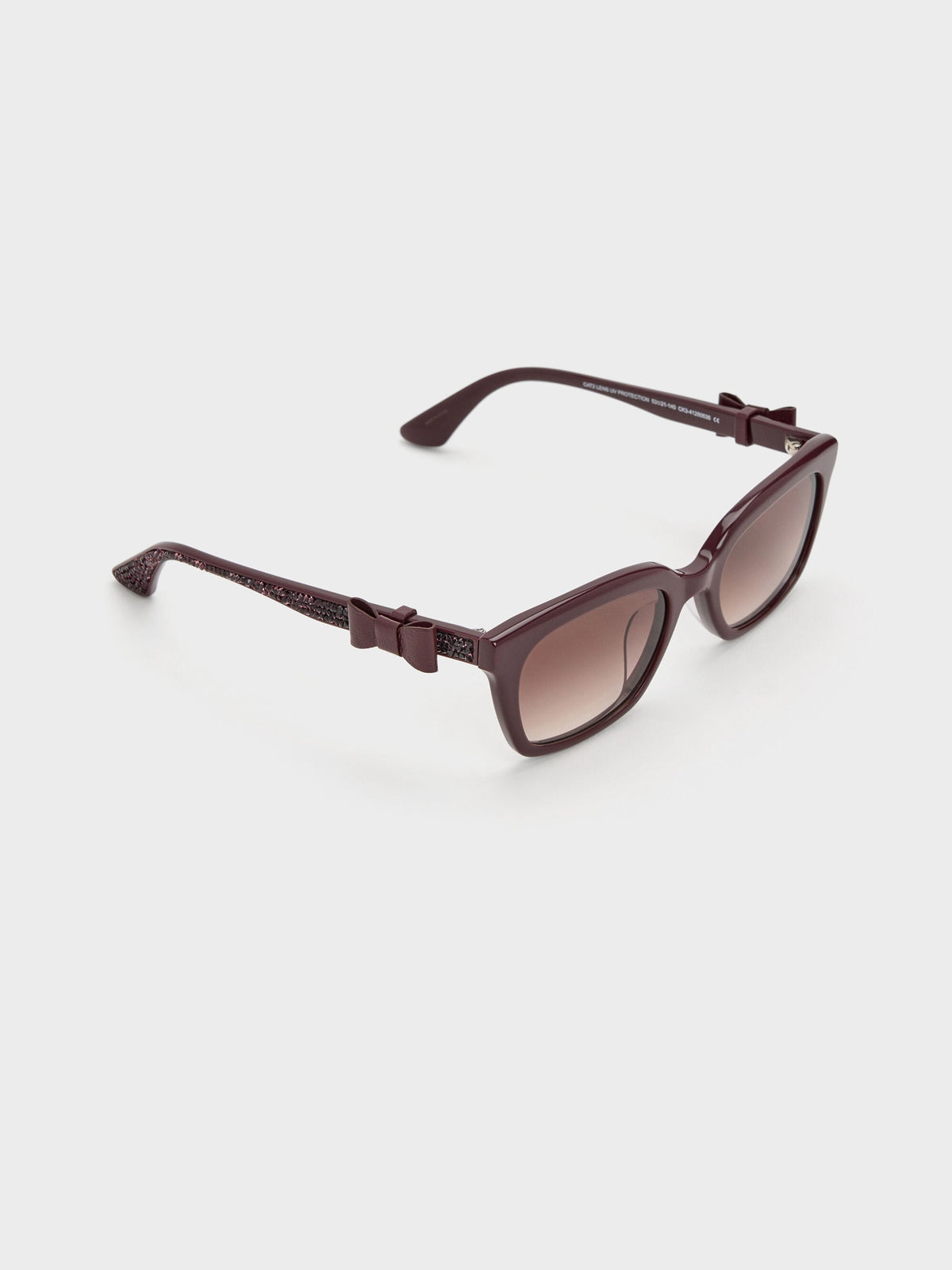 CHARLES & KEITH Premium / Tanya Bow Rectangular Sunglasses - Wineberry Red