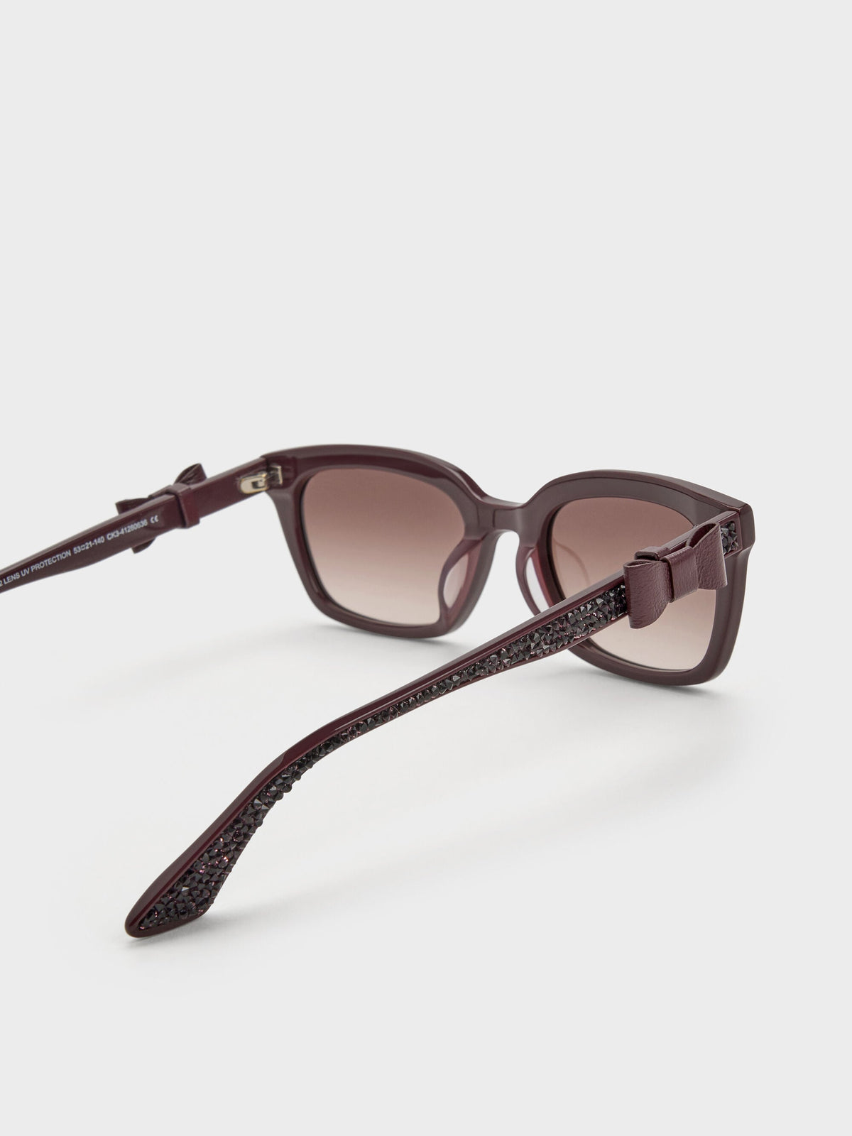 CHARLES & KEITH Premium / Tanya Bow Rectangular Sunglasses - Wineberry Red