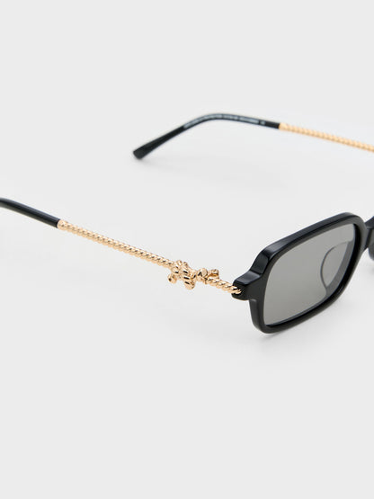 CHARLES & KEITH Smart Buy / Sable Knot Rectangular Sunglasses - Black