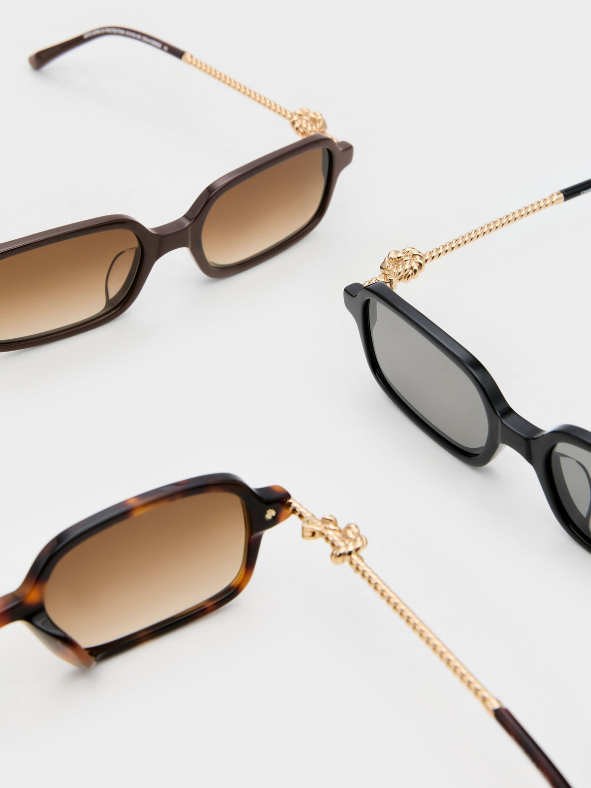 CHARLES & KEITH Smart Buy / Sable Knot Rectangular Sunglasses - Black