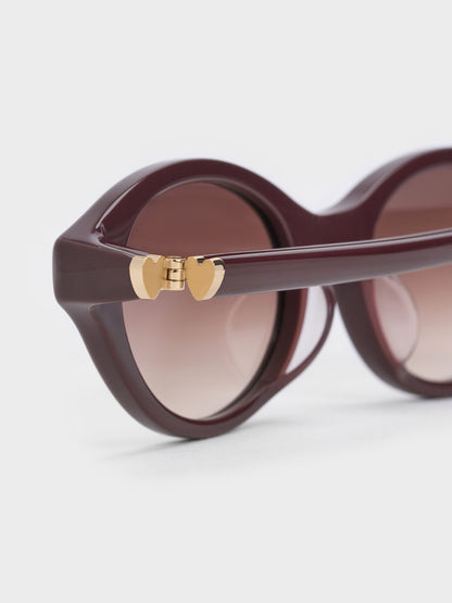 CHARLES & KEITH Premium / Pecola Oval Sunglasses - Wineberry Red
