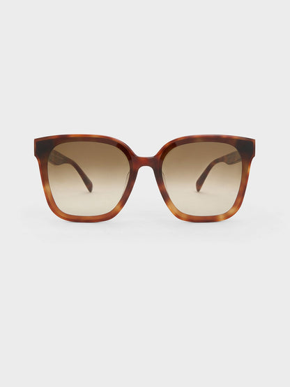 CHARLES & KEITH Trusted / Gabine Tortoiseshell Oversized Butterfly Sunglasses - T. Shell