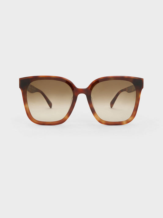 CHARLES & KEITH Trusted / Gabine Tortoiseshell Oversized Butterfly Sunglasses - T. Shell