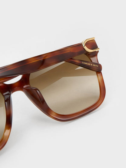 CHARLES & KEITH Trusted / Gabine Tortoiseshell Oversized Butterfly Sunglasses - T. Shell