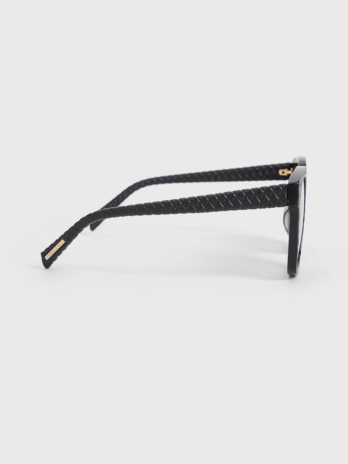 CHARLES & KEITH Premium / Leather Quilted Sunglasses - Black