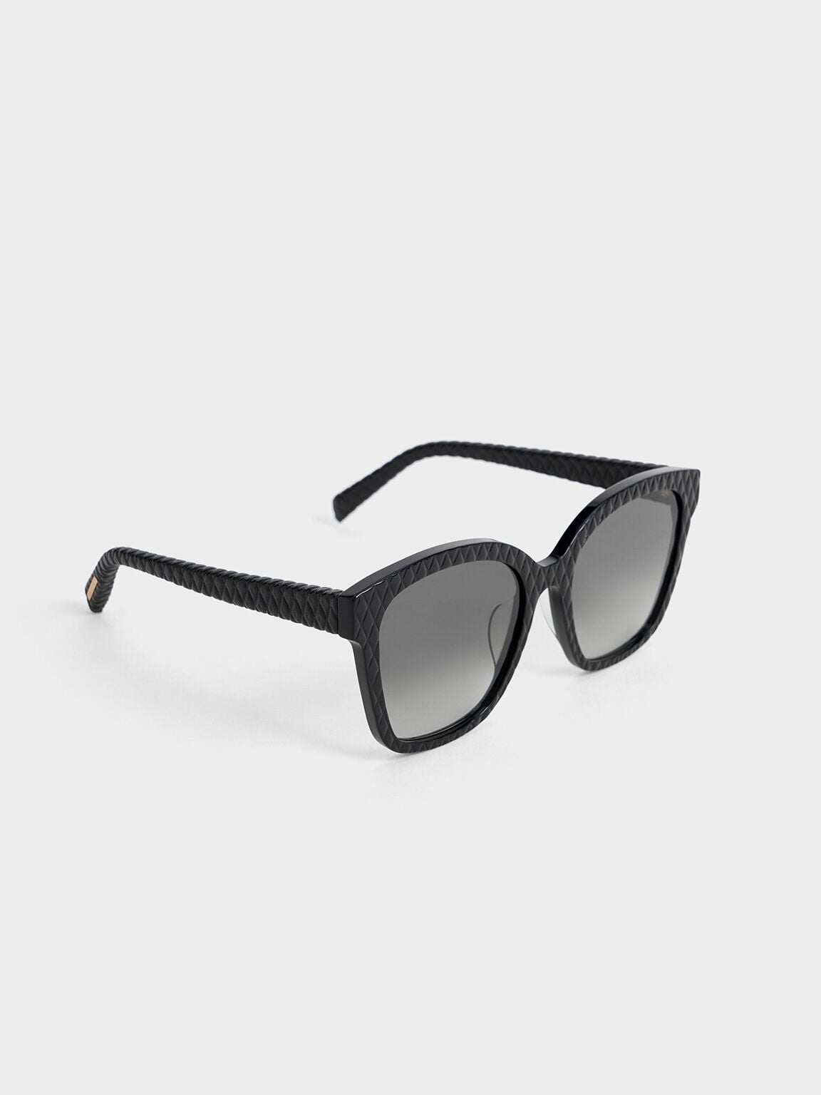 CHARLES & KEITH Premium / Leather Quilted Sunglasses - Black