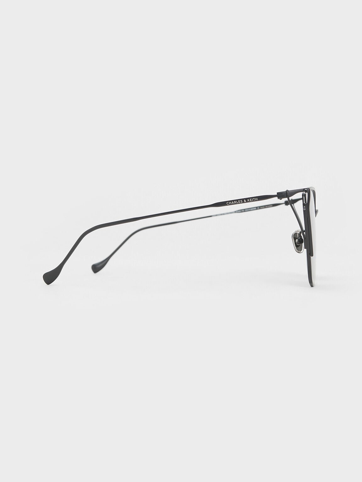 CHARLES & KEITH Essential / Shea Metallic-Rim Square Sunglasses - Black