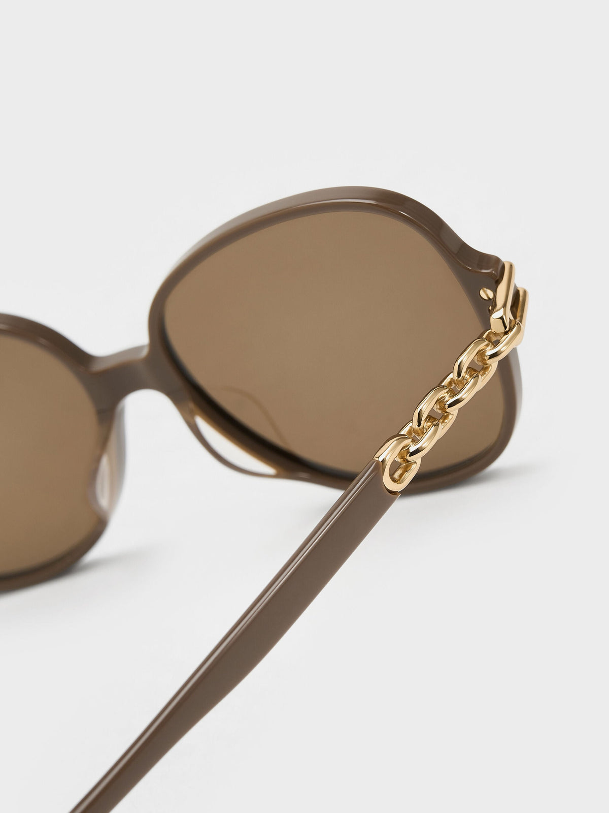 CHARLES & KEITH Premium / Delaney Chain-Link Butterfly Sunglasses - Chestnut Brown
