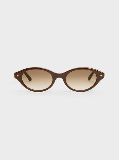 CHARLES & KEITH Great Value / Pecola Oval Sunglasses - Pecan Brown