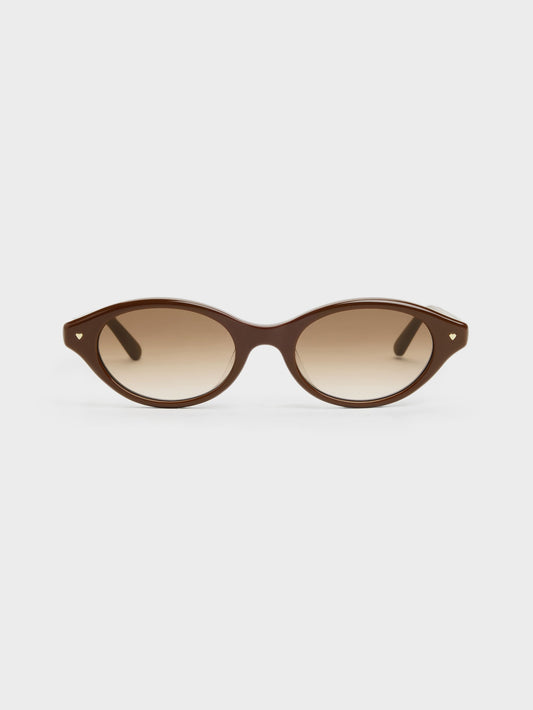 CHARLES & KEITH Great Value / Pecola Oval Sunglasses - Pecan Brown