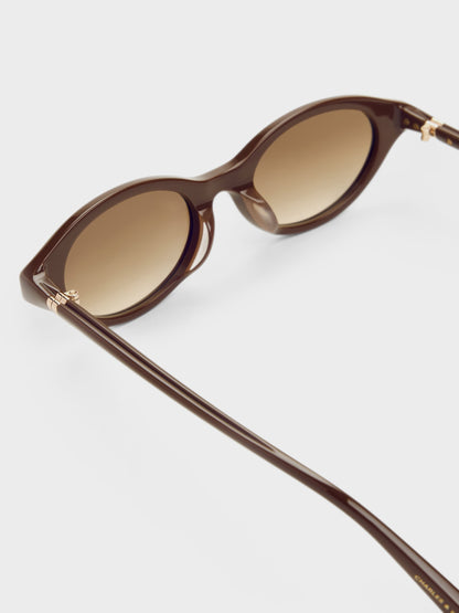 CHARLES & KEITH Great Value / Pecola Oval Sunglasses - Pecan Brown