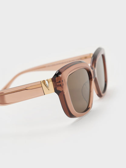 CHARLES & KEITH New / Alix Butterfly Sunglasses - Chestnut Brown