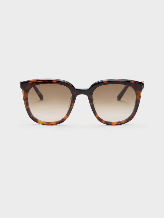 CHARLES & KEITH Recommended / Paige Bow Square Sunglasses - T. Shell