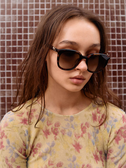 CHARLES & KEITH Recommended / Paige Bow Square Sunglasses - T. Shell