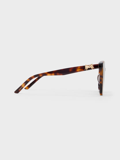 CHARLES & KEITH Recommended / Paige Bow Square Sunglasses - T. Shell