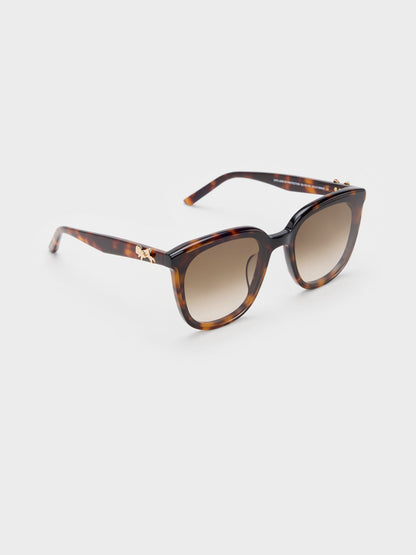 CHARLES & KEITH Recommended / Paige Bow Square Sunglasses - T. Shell