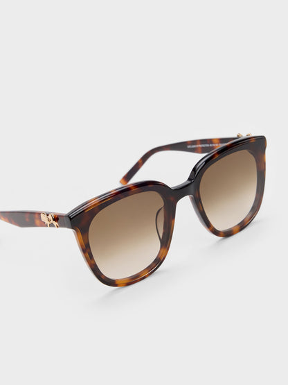 CHARLES & KEITH Recommended / Paige Bow Square Sunglasses - T. Shell